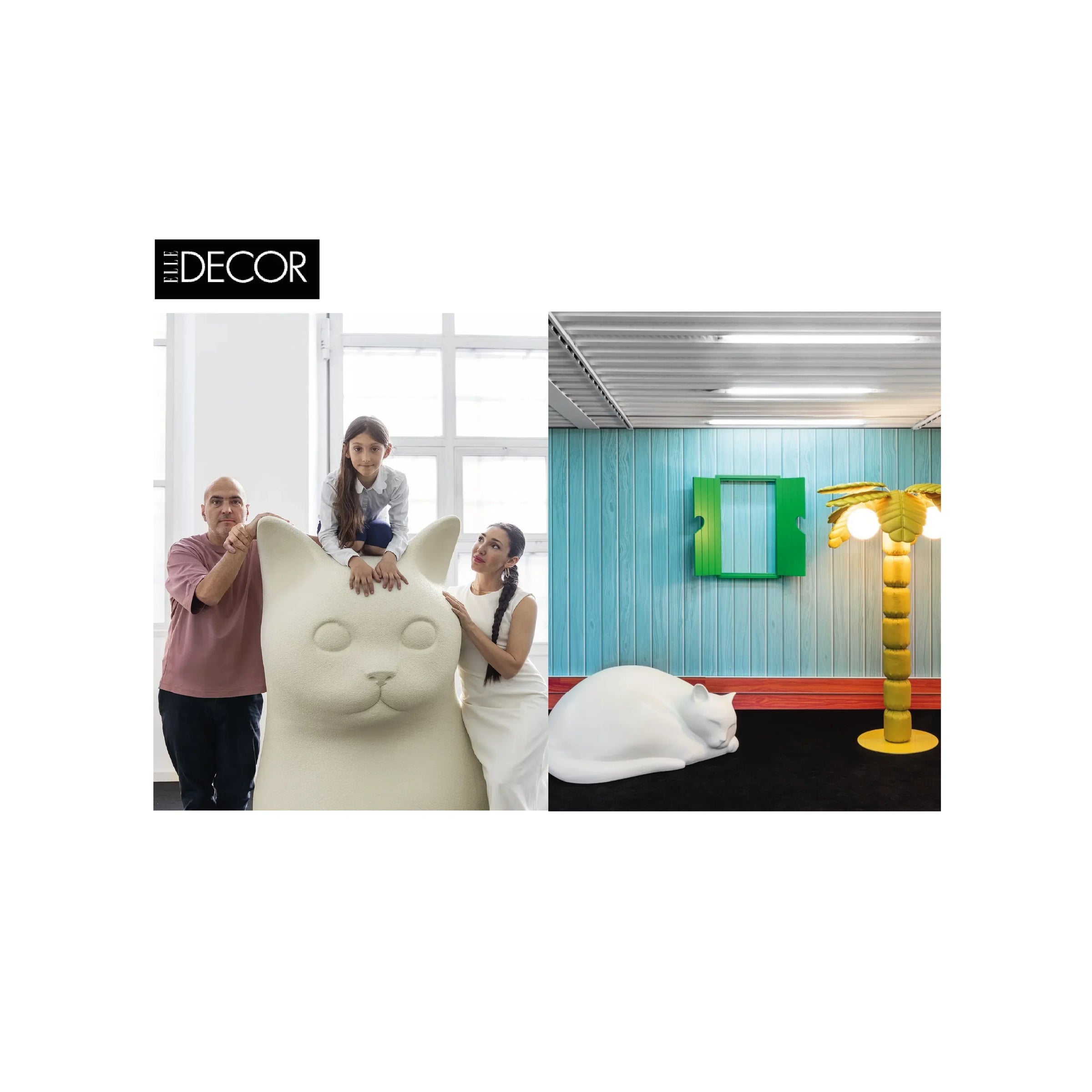 Elle Decor: The gigantic cats of Atelier Biagetti kick off Fuorisalone 2022 providing emotional comfort