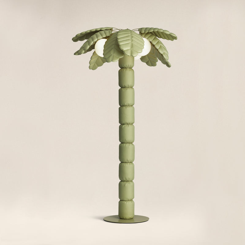 Palm Beach floor lamp by Pet Therapy™ – palm-shaped LED lamp with powder-coated metal structure and recycled PL fabric padding.