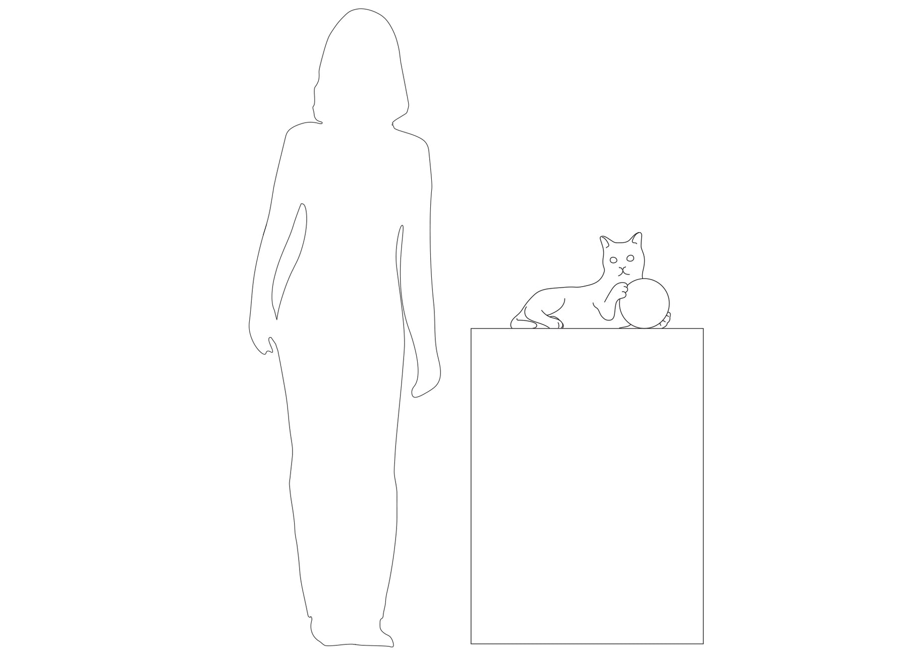 Outline of Birba table lamp by Pet Therapy™ compared to human silhouette to illustrate scale and dimensions.