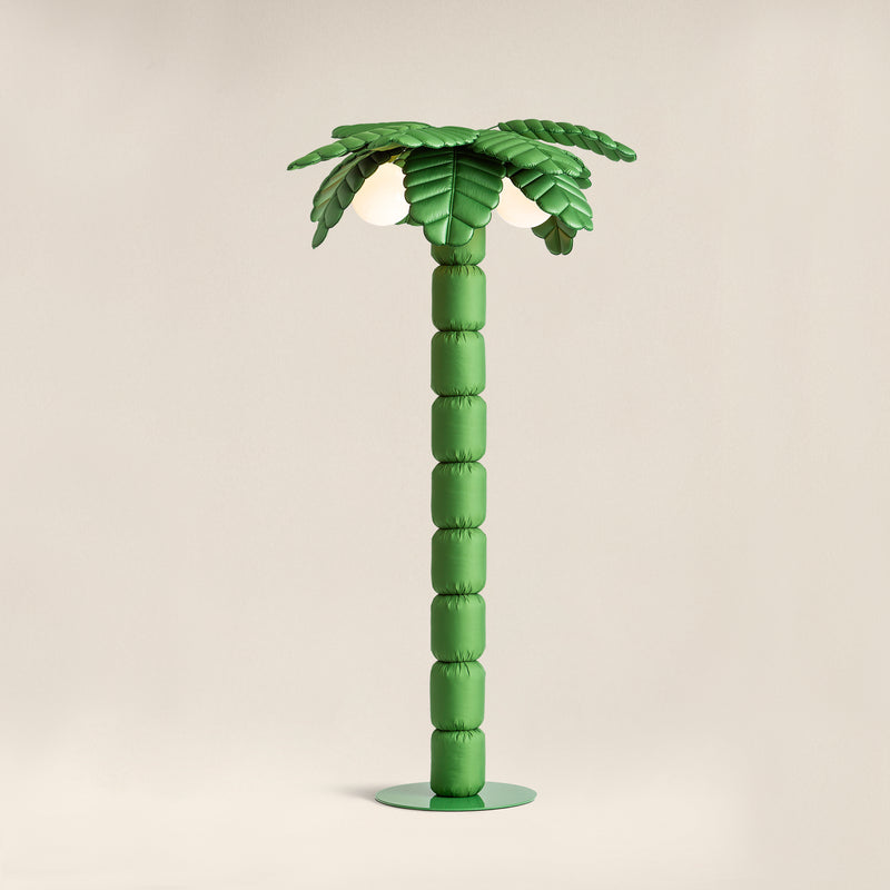 Palm Beach floor lamp by Pet Therapy™ – palm-shaped LED lamp with powder-coated metal structure and recycled PL fabric padding.