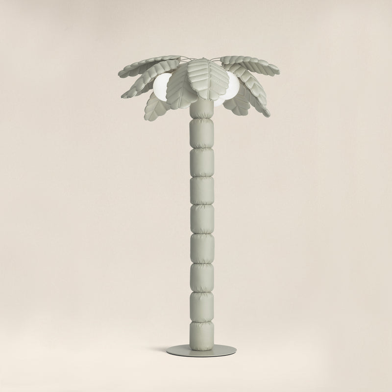 Palm Beach floor lamp by Pet Therapy™ – palm-shaped LED lamp with powder-coated metal structure and recycled PL fabric padding.
