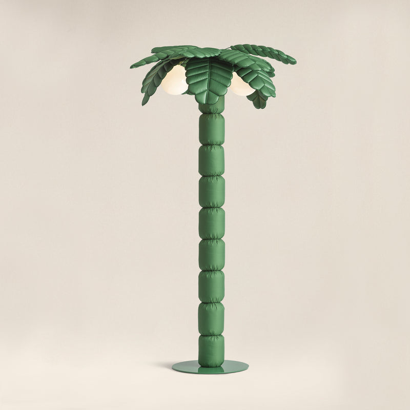 Palm Beach floor lamp by Pet Therapy™ – palm-shaped LED lamp with powder-coated metal structure and recycled PL fabric padding.