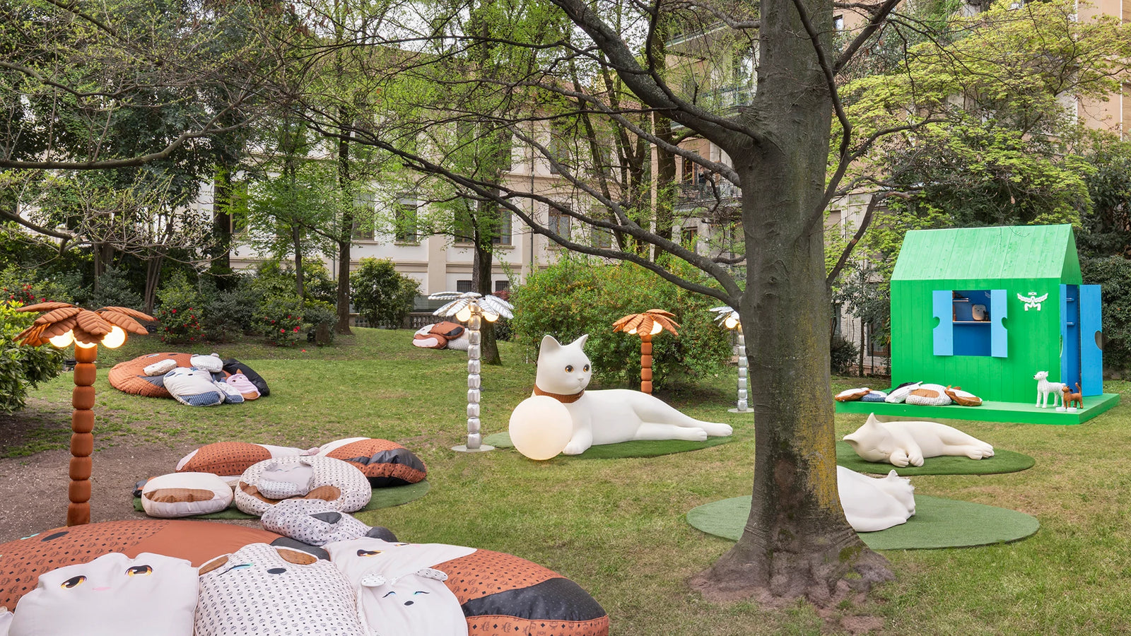 Pet Therapy™ x MCM collaboration installation at Design Week 2025, featuring a playful and colorful environment where comfort meets creativity.